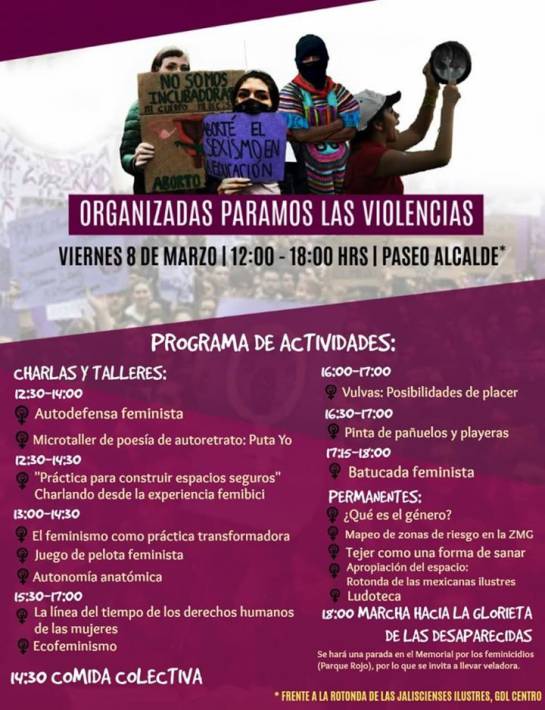 Colectivos feministas en Jalisco conmemoran Día Internacional de la Mujer Colectivos feministas en Jalisco conmemoran Día Internacional de la Mujer