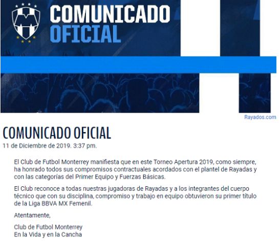 Cervecera ofrece premiar a Las Rayadas con el sueldo de un torneo Cervecera ofrece premiar a Las Rayadas con el sueldo de un torneo