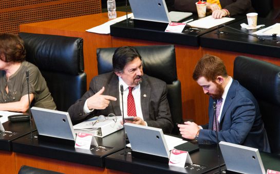 El senador de Morena Napoleón Gómez Urrutia es una de las figuras más poderosas del Senado mexicano. El senador de Morena Napoleón Gómez Urrutia es una de las figuras más poderosas del Senado mexicano.