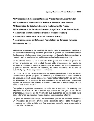 Periodistas de Iguala denuncian amenazas generalizadas de grupos criminales Periodistas de Iguala denuncian amenazas generalizadas de grupos criminales