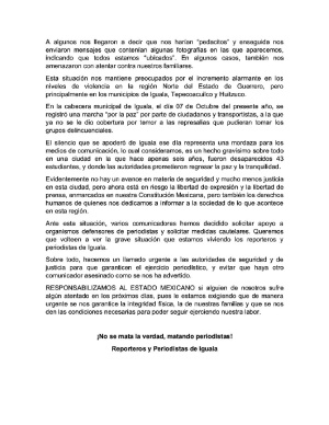 Periodistas de Iguala denuncian amenazas generalizadas de grupos criminales Periodistas de Iguala denuncian amenazas generalizadas de grupos criminales