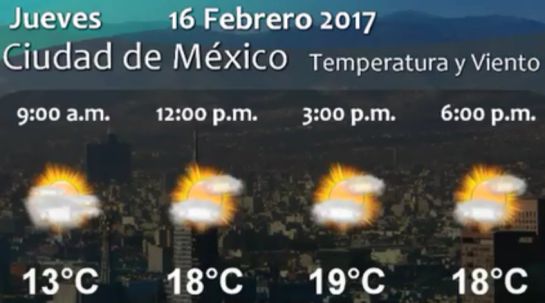 Pronóstico del Tiempo del 16 de febrero Pronóstico del Tiempo del 16 de febrero