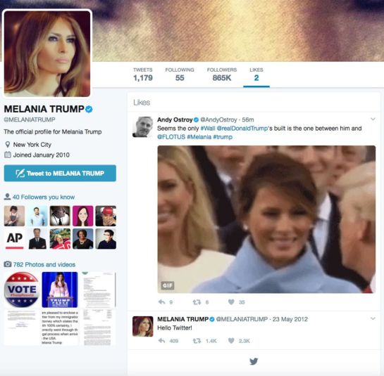 Melania Trump le da "like" a un tuit que se burla de su esposo Melania Trump le da "like" a un tuit que se burla de su esposo