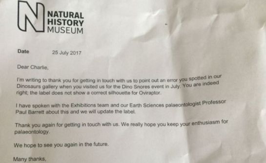 Niño de 10 años corrige error en el Museo de Historia Natural de Londres Niño de 10 años corrige error en el Museo de Historia Natural de Londres