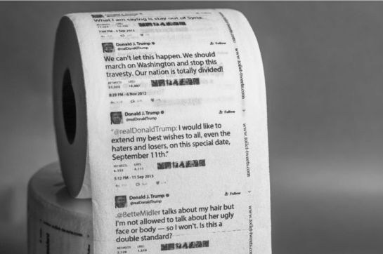 Venden tuits de Donald Trump impresos en papel higiénico Venden tuits de Donald Trump impresos en papel higiénico