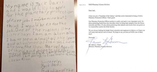 Niño envió carta a la NASA para ser un 'Guardián de la Galaxia' Niño envió carta a la NASA para ser un 'Guardián de la Galaxia'