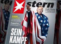 Donald Trump posa en portada de revista alemana con el saludo Nazi