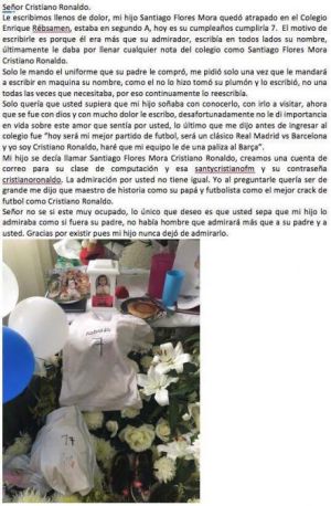 Real Madrid: Cristiano Ronaldo responde carta enviada por mamá de niño fallecido en sismo Real Madrid: Cristiano Ronaldo responde carta enviada por mamá de niño fallecido en sismo