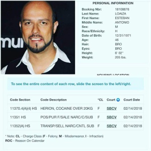 Detienen a Esteban Loaiza por posesión de droga Detienen a Esteban Loaiza por posesión de droga