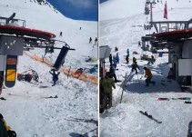 Telesilla lanza violentamente a esquiadores en Georgia
