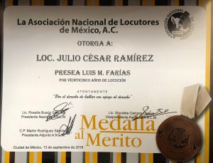 Recibe Julio César Ramírez la medalla Luis M. Farías Recibe Julio César Ramírez la medalla Luis M. Farías