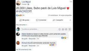 Hackean cuenta de Luis Miguel en Facebook Hackean cuenta de Luis Miguel en Facebook