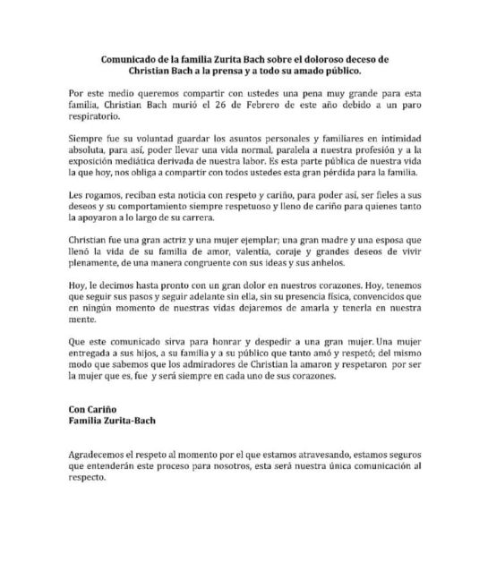 Muere Cristian Bach