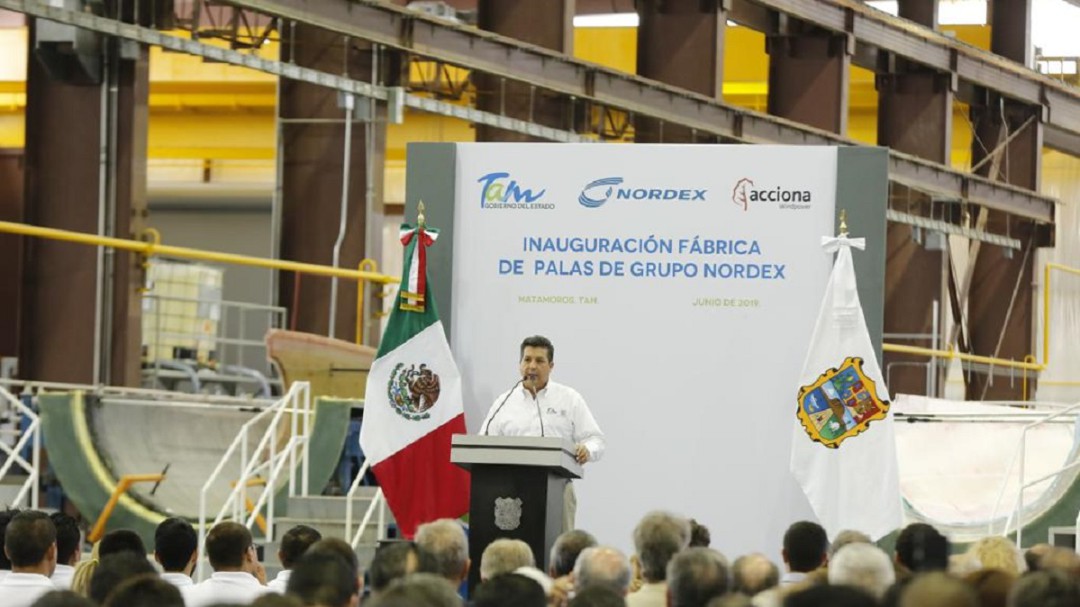 Gobierno de Tamaulipas inaugura planta de producción de palas eólicas