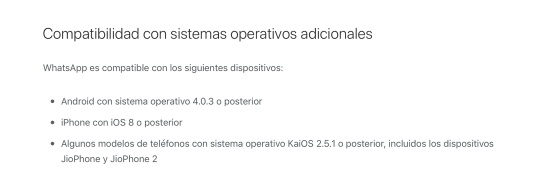 Sitemas operativos compatibles en WhatsApp Sitemas operativos compatibles en WhatsApp