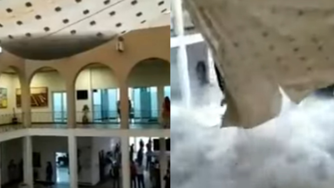 Colapsa techo de Palacio Municipal de Chalco por fuerte lluvia