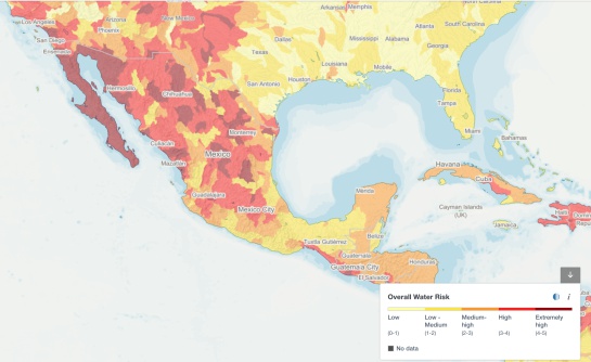 Mapa de Estrés Hídrico por regiones en México Mapa de Estrés Hídrico por regiones en México