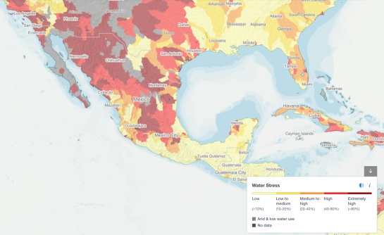 Mapa de Estrés Hídrico por regiones en México en 2030 Mapa de Estrés Hídrico por regiones en México en 2030
