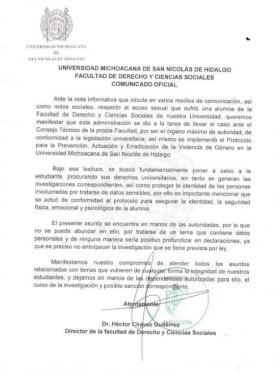Alumna de la Universidad Michoacana exhibe presunto acoso de profesor Alumna de la Universidad Michoacana exhibe presunto acoso de profesor