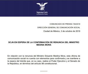 Renuncia el ministro Eduardo Medina Mora Renuncia el ministro Eduardo Medina Mora