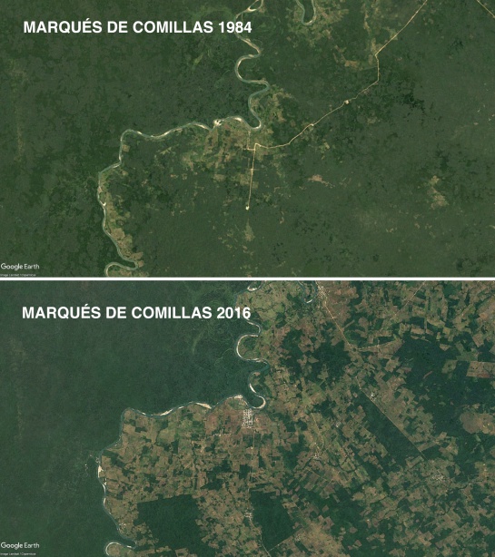Deforestación en Marqués de Comillas, Chiapas, donde se ubica parte de la Selva Lacandona Deforestación en Marqués de Comillas, Chiapas, donde se ubica parte de la Selva Lacandona