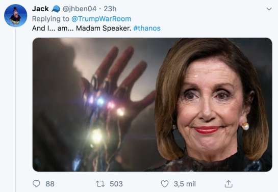 Trump desaparece a los demócratas de un chasquido como si fuera Thanos Trump desaparece a los demócratas de un chasquido como si fuera Thanos