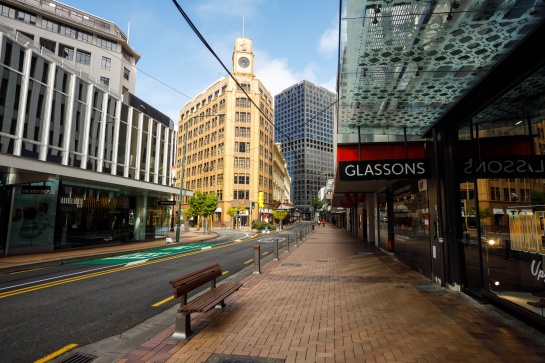 Vista de Lambton Quay, principal centro comercial en Wellington Vista de Lambton Quay, principal centro comercial en Wellington