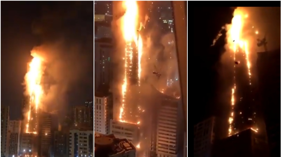 Así fue el fuerte incendio en la Torre Abbco de Emiratos Árabes Unidos