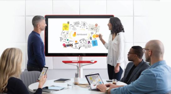 Considera que solo puede iniciar o abrir un Jamboard durante una llamada de Meet si se unió a la llamada en una computadora. Considera que solo puede iniciar o abrir un Jamboard durante una llamada de Meet si se unió a la llamada en una computadora.