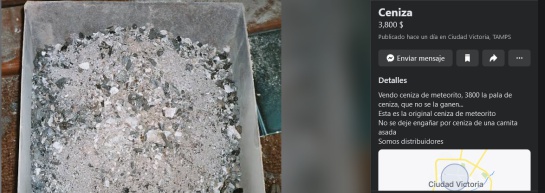 Venden en internet los "restos" del meteorito que cayó en Tamaulipas Venden en internet los "restos" del meteorito que cayó en Tamaulipas