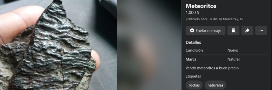 Venden en internet los "restos" del meteorito que cayó en Tamaulipas Venden en internet los "restos" del meteorito que cayó en Tamaulipas