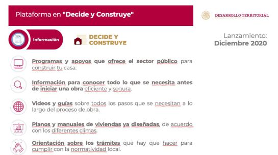 En diciembre se publicará la plataforma Decide y Construye, para que las familias accedan a herramientas para la autoconstrucción En diciembre se publicará la plataforma Decide y Construye, para que las familias accedan a herramientas para la autoconstrucción
