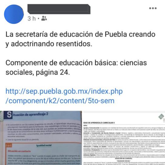Usuario de Redes sociales sobre el programa de la SEP en Puebla Usuario de Redes sociales sobre el programa de la SEP en Puebla