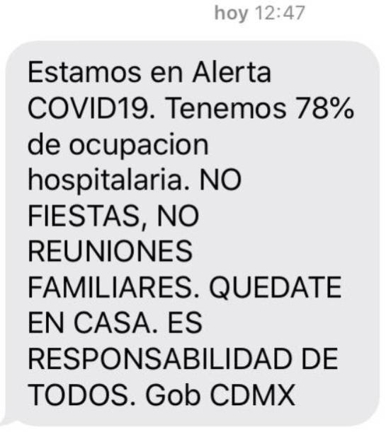 Gobierno de la CDMX alerta sobre saturación hospitalaria por SMS Gobierno de la CDMX alerta sobre saturación hospitalaria por SMS