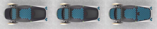 De izquierda a derecha las versiones de páneles solares: estandar, estándar más capo, completamente solar De izquierda a derecha las versiones de páneles solares: estandar, estándar más capo, completamente solar
