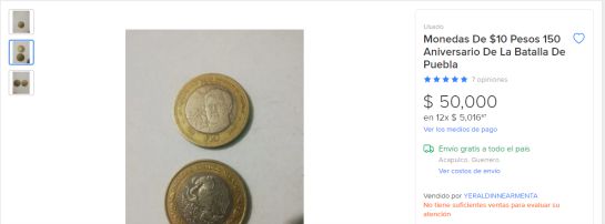 Tiendas en línea ofrecen la moneda conmemorativa por la Batalla de Puebla en más de 25 mil pesos Tiendas en línea ofrecen la moneda conmemorativa por la Batalla de Puebla en más de 25 mil pesos