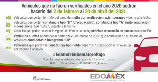 Si no concluiste con la verificación 2020 y te encuentras dentro de los siguientes casos, podrás realizar la Verificación Edoméx 2021 Si no concluiste con la verificación 2020 y te encuentras dentro de los siguientes casos, podrás realizar la Verificación Edoméx 2021