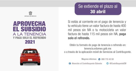 Se amplía el plazo para aprovechar los beneficios fiscales en Tenencia 2021 y Reemplacamiento 2021 Se amplía el plazo para aprovechar los beneficios fiscales en Tenencia 2021 y Reemplacamiento 2021