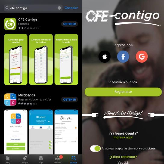 Para comenzar, descarga la aplicación "CFE Contigo" y después regístrate como usuario. Para comenzar, descarga la aplicación "CFE Contigo" y después regístrate como usuario.