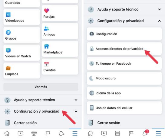 Encuentra la opción “Configuración y privacidad”; después, da click en “Accesos directos de privacidad”. Encuentra la opción “Configuración y privacidad”; después, da click en “Accesos directos de privacidad”.