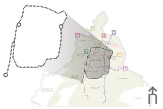 Será de forma circular y cruzará por vialidades como Circuito Interior, Av. Revolución y Patriotismo. Será de forma circular y cruzará por vialidades como Circuito Interior, Av. Revolución y Patriotismo.