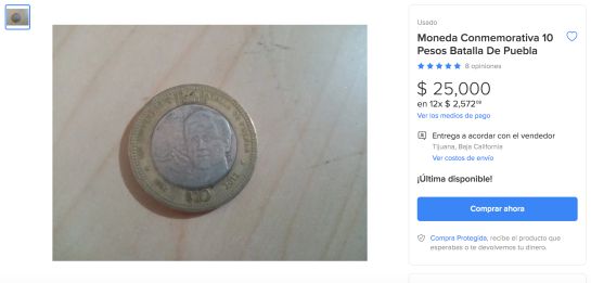 La moneda conmemorativa a la Batalla de Puebla se vende en 25 mil pesos. La moneda conmemorativa a la Batalla de Puebla se vende en 25 mil pesos.