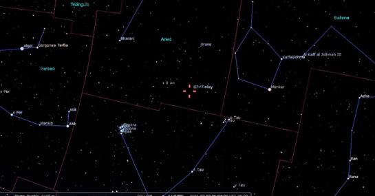 Se recomienda dirigir la mirada en dirección de la constelación de Aries Se recomienda dirigir la mirada en dirección de la constelación de Aries