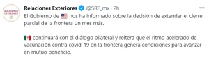 EU extiende el cierre de fronteras con México EU extiende el cierre de fronteras con México