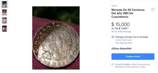Esta pieza se vende en 15 mil pesos en el mismo sitio de Mercado Libre. Esta pieza se vende en 15 mil pesos en el mismo sitio de Mercado Libre.