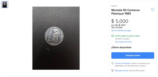 Esta pieza se cotiza en 5 mil pesos en el mismo sitio de Mercado Libre. Esta pieza se cotiza en 5 mil pesos en el mismo sitio de Mercado Libre.