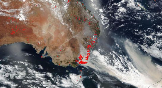 NASA capta incendios de Australia