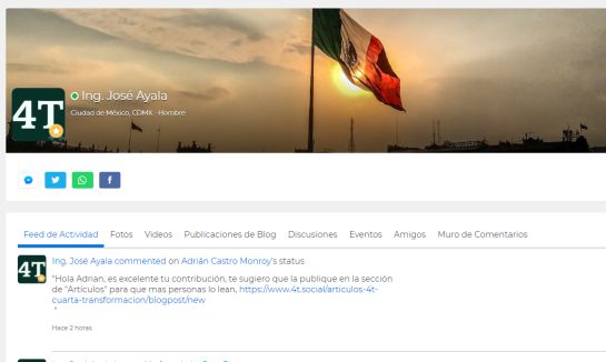 Así se ve un muro en la red social de la 4T