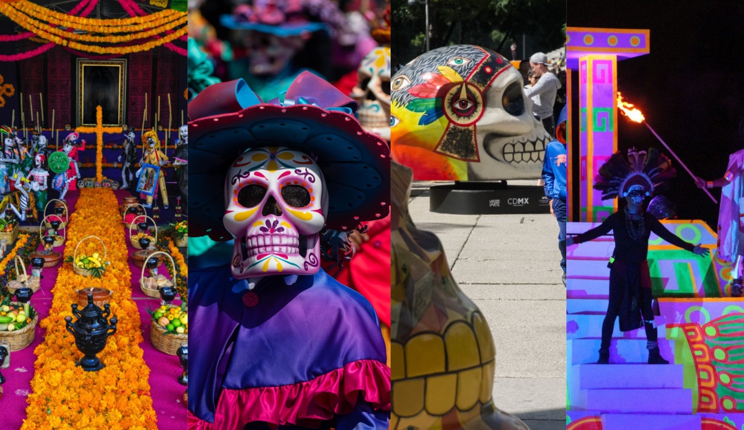 Chemin De Table Halloween Dia De Los Muertos – Décoration De Fête Mexicaine Avec Têtes De Mort Et Fleurs – 183 X 33 Cm